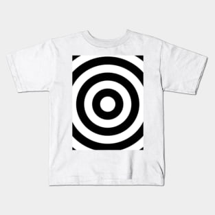 black and white centered circular pattern Kids T-Shirt